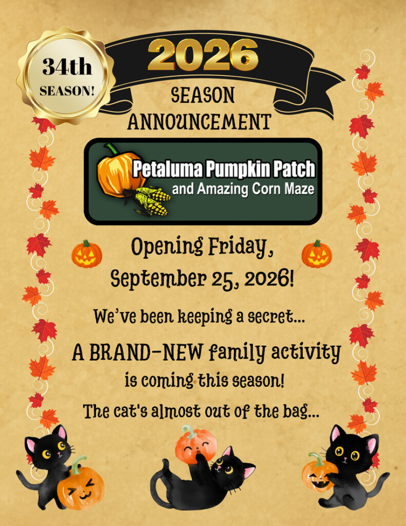 Petaluma Pumpkin Patch 2026 Season Opening Day
